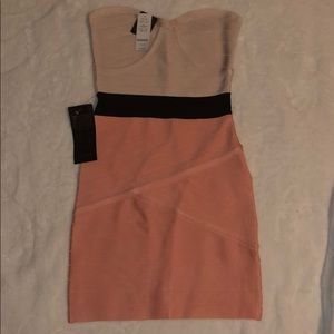 Bebe strapless mini bandage dress